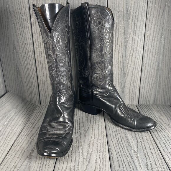 Lucchese Classic Black Leather Men's Cowboy boots Size 9 L153564